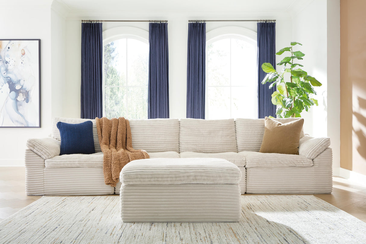Fannin Ivory 4-Piece Sectional with Ottoman