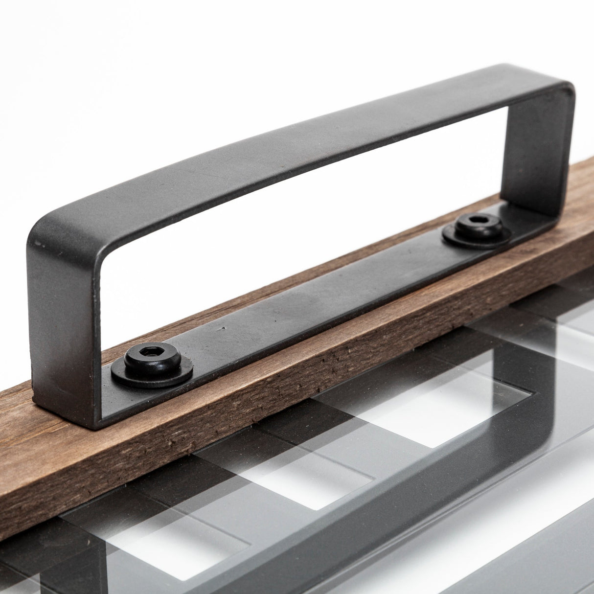 Fantuz 32L x 16W Gray Metal, Wood and Glass Serving Tray by Mercana at Eve Furniture