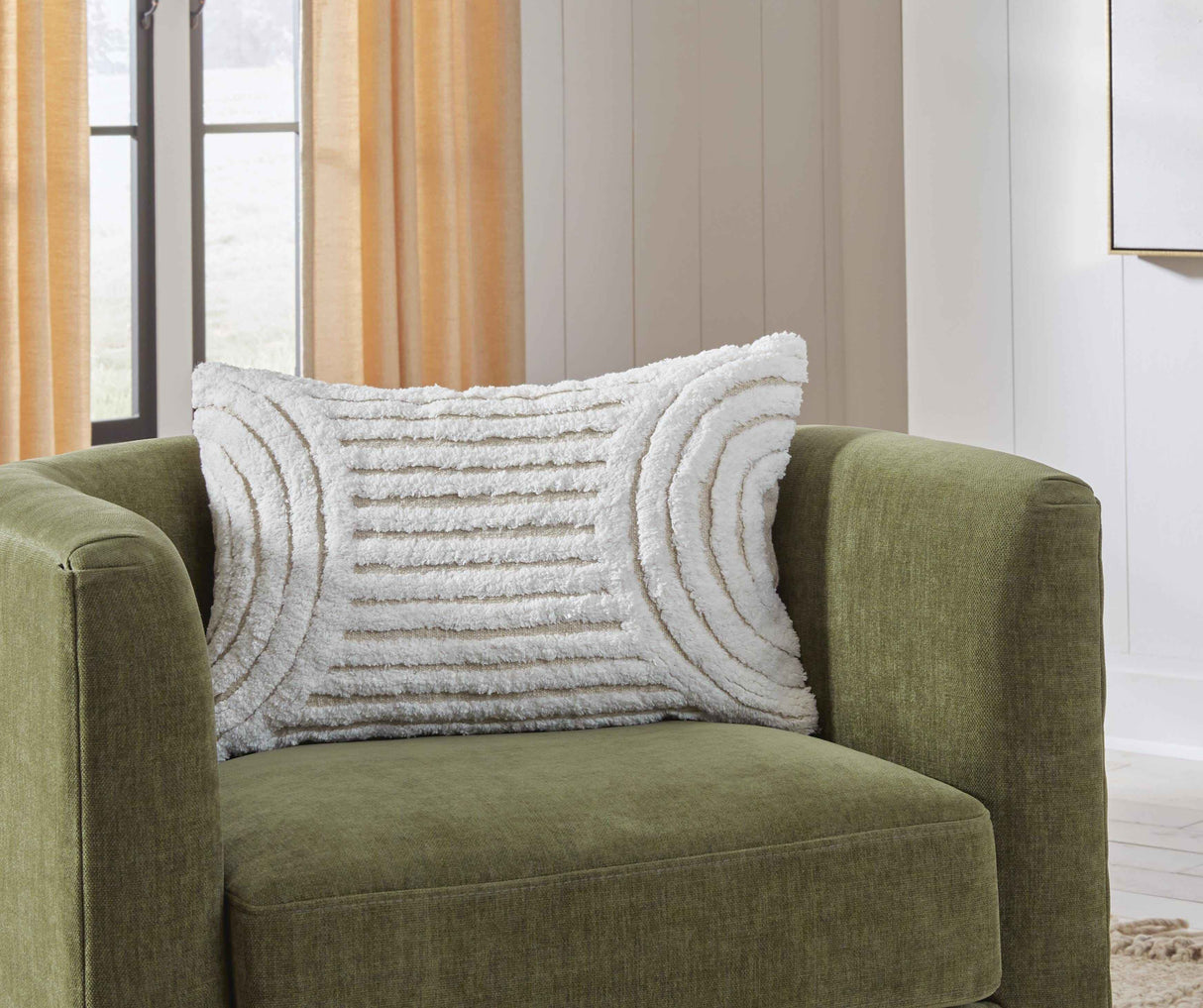 Farissen White/Tan Pillow by Ashley at Eve Furniture