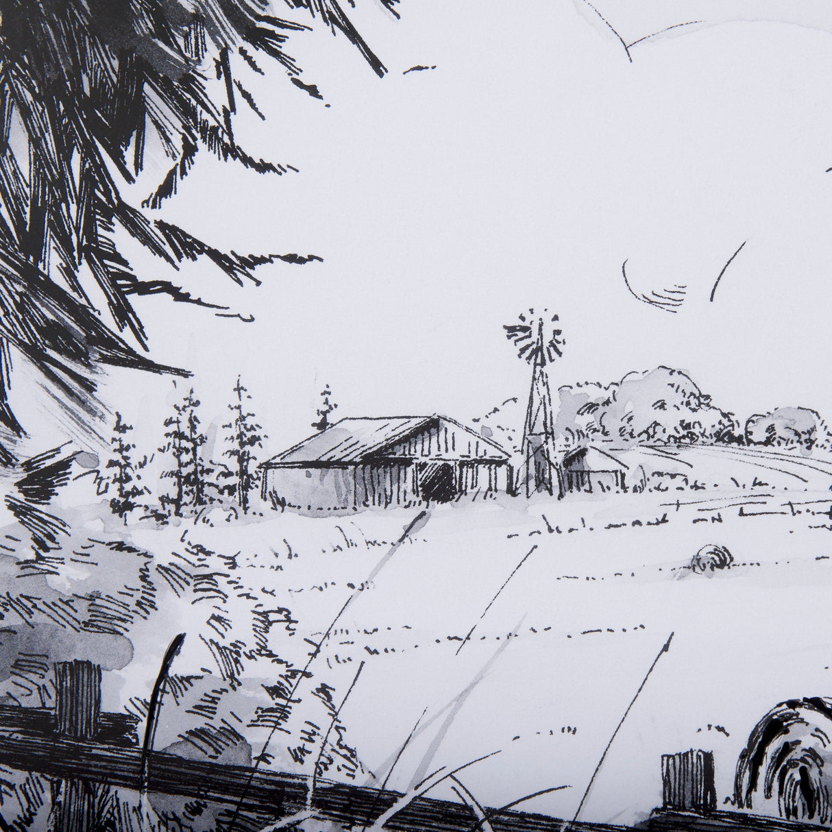 Farm View I by Mercana Studio a Hand Embellished Textured Framed Art Print Matted under Glass by Mercana at Eve Furniture