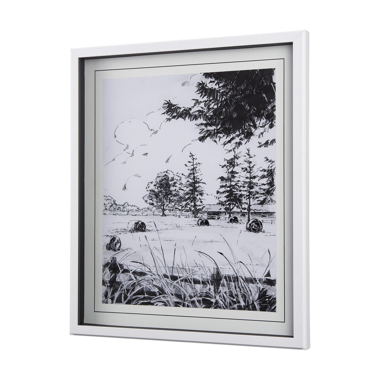 Farm View II by Mercana Studio a Hand Embellished Textured Framed Art Print Matted under Glass by Mercana at Eve Furniture