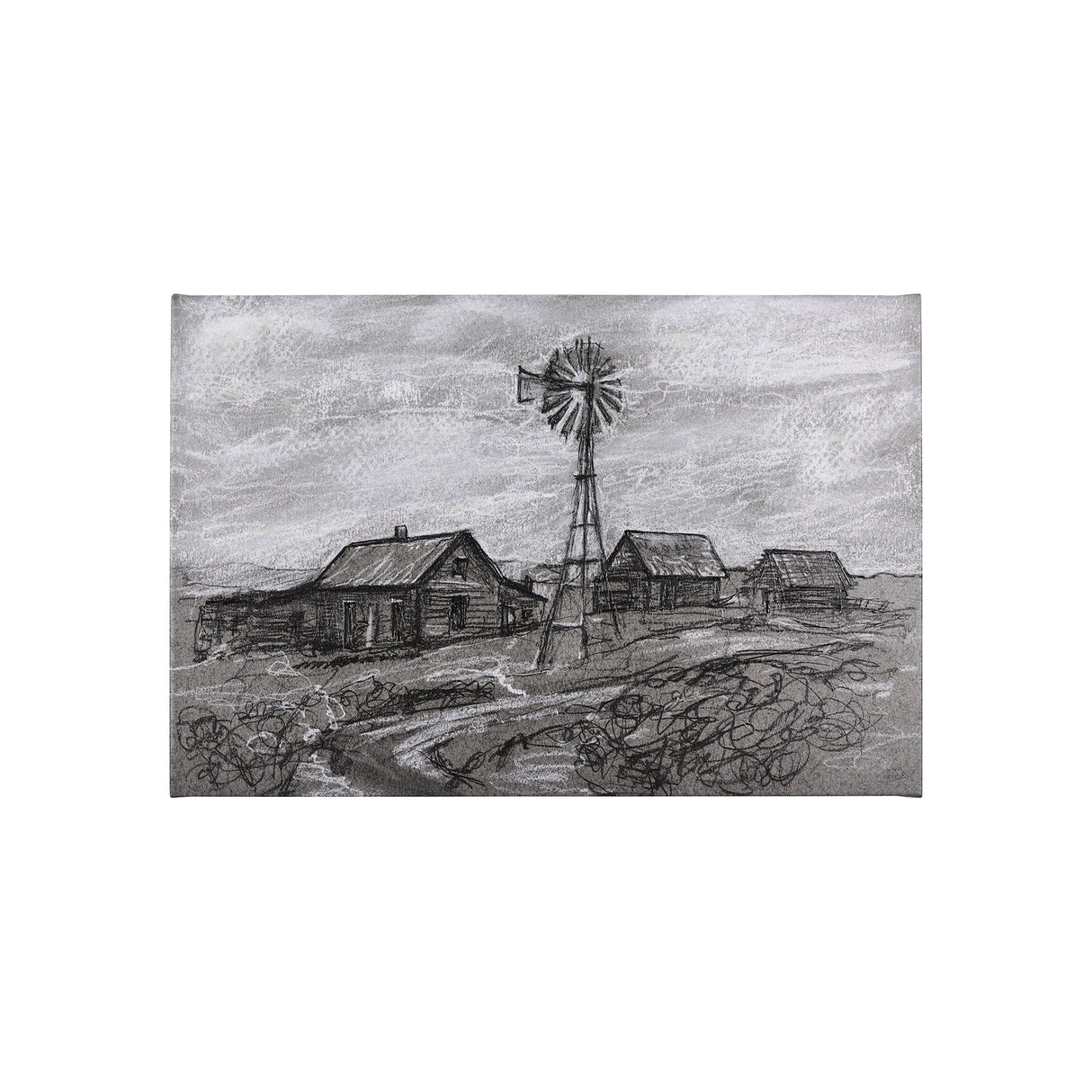 Farm view sketch I by Mercana Studio a Hand Embellished Textured Canvas by Mercana at Eve Furniture