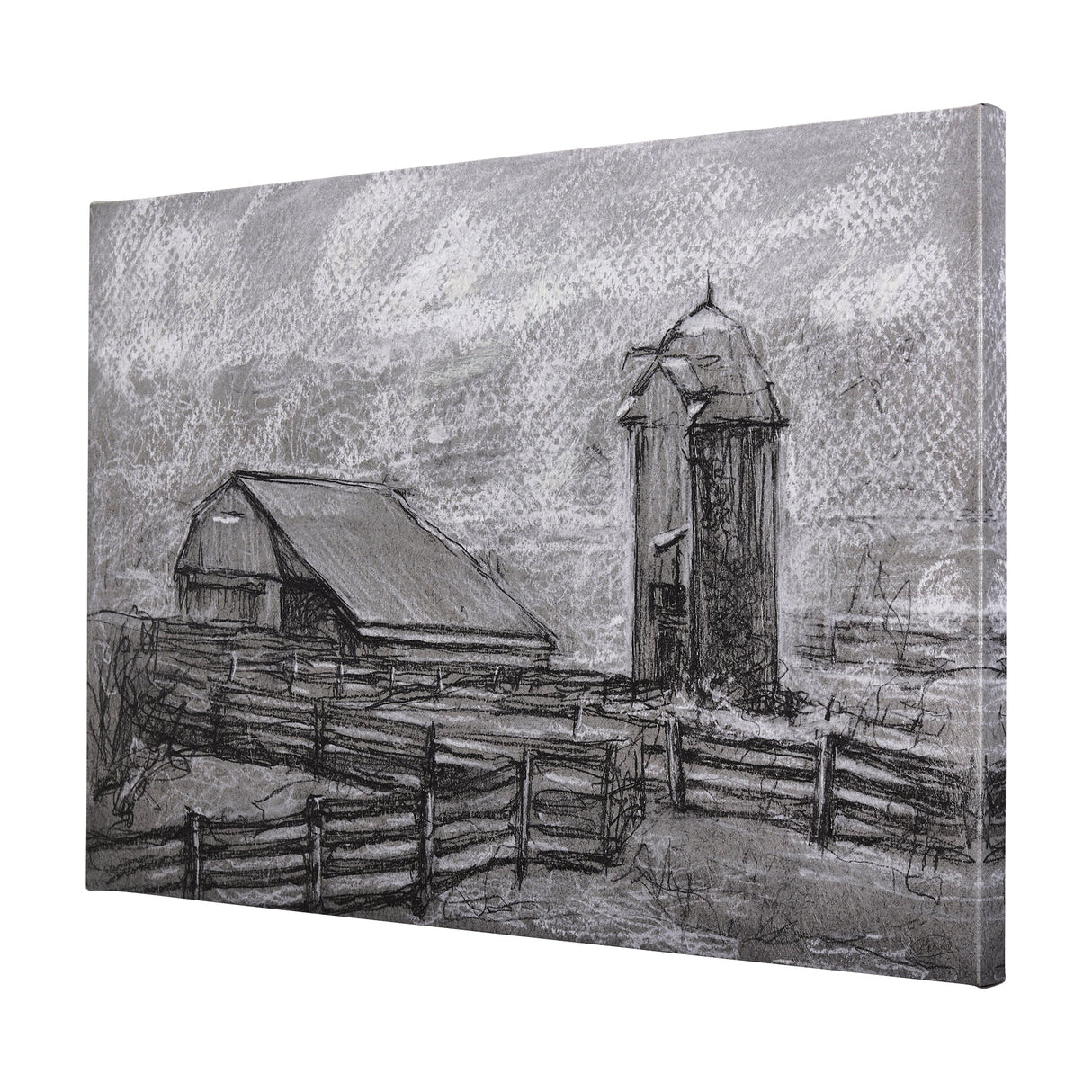 Farm view sketch II by Mercana Studio a Hand Embellished Textured Canvas by Mercana at Eve Furniture