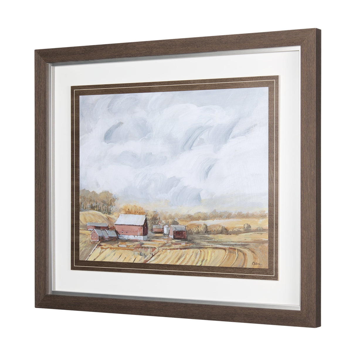 Farmland View I by Mercana Studio a Hand Embellished Textured Framed Art Print by Mercana at Eve Furniture