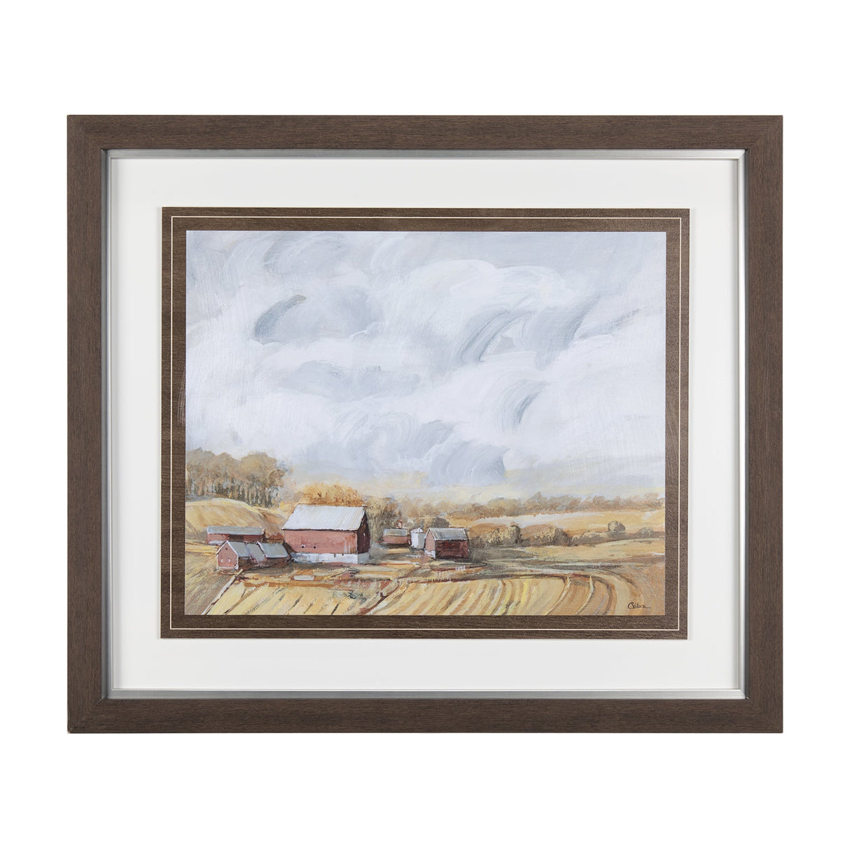 Farmland View I by Mercana Studio a Hand Embellished Textured Framed Art Print by Mercana at Eve Furniture
