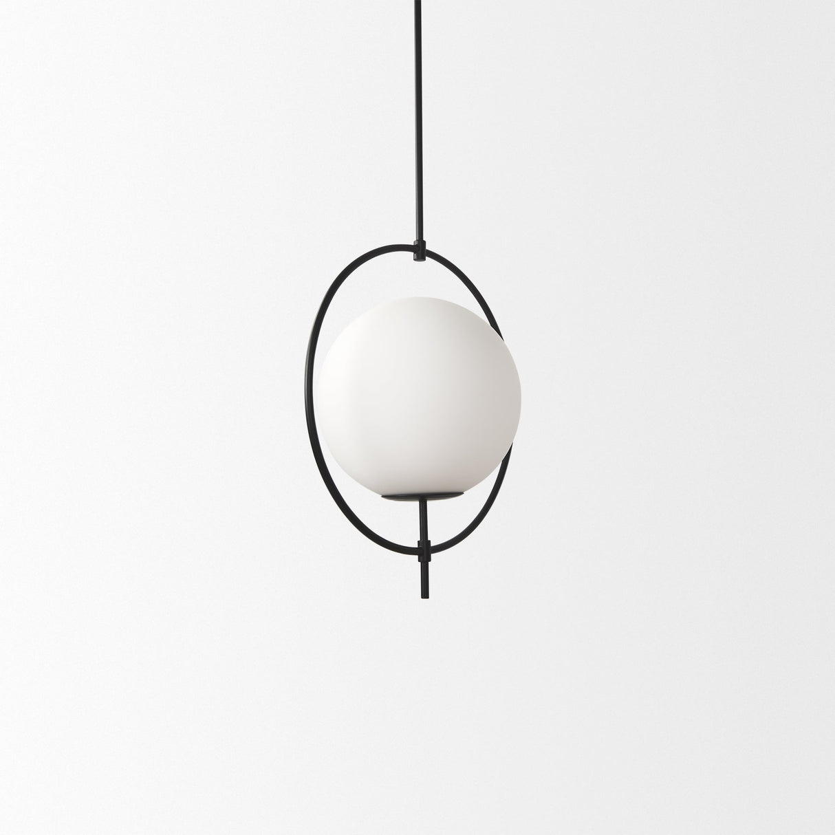Farrah Frosted Glass Globe set in Matte Black Metal Pendant Ceiling Light by Mercana at Eve Furniture