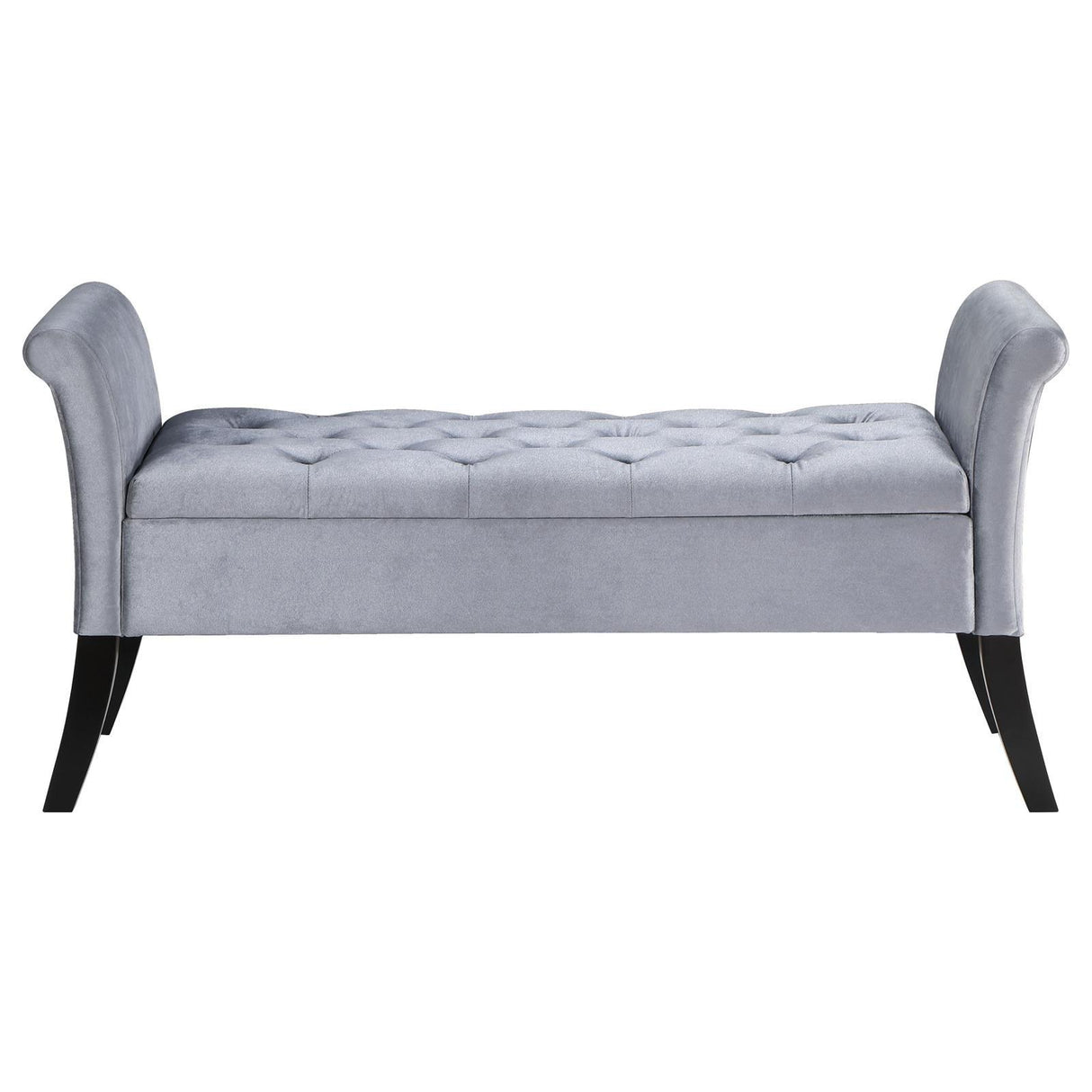 Farrah Silver and Black Upholstered Rolled Arms Storage Bench by Coaster at Eve Furniture