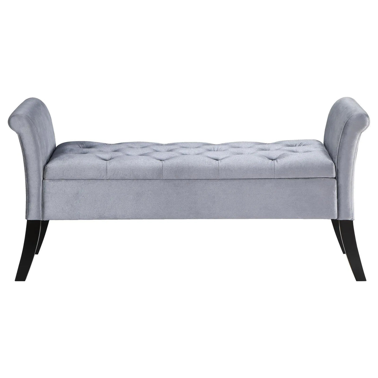 Farrah Silver and Black Upholstered Rolled Arms Storage Bench by Coaster at Eve Furniture