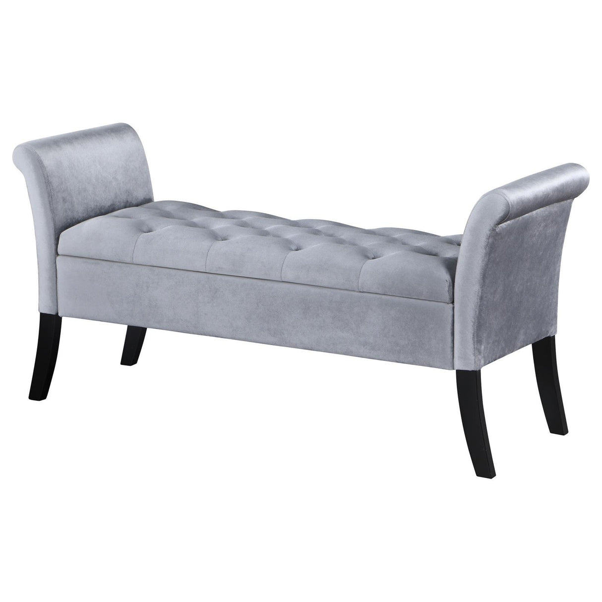 Farrah Silver and Black Upholstered Rolled Arms Storage Bench by Coaster at Eve Furniture