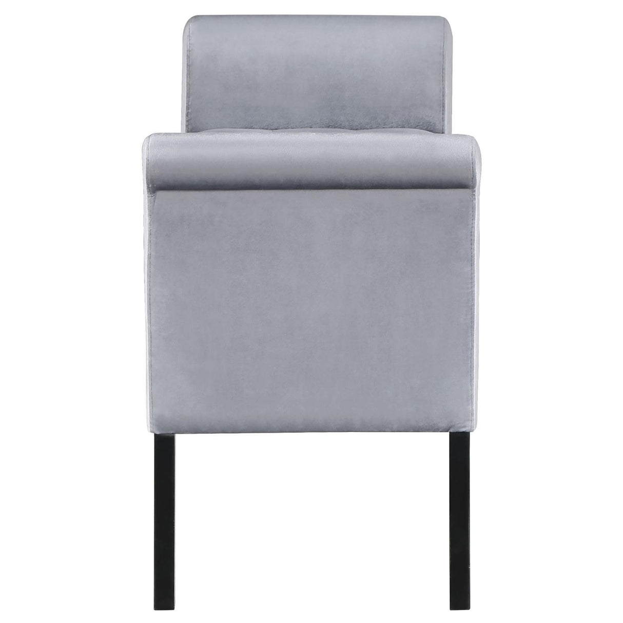 Farrah Silver and Black Upholstered Rolled Arms Storage Bench by Coaster at Eve Furniture