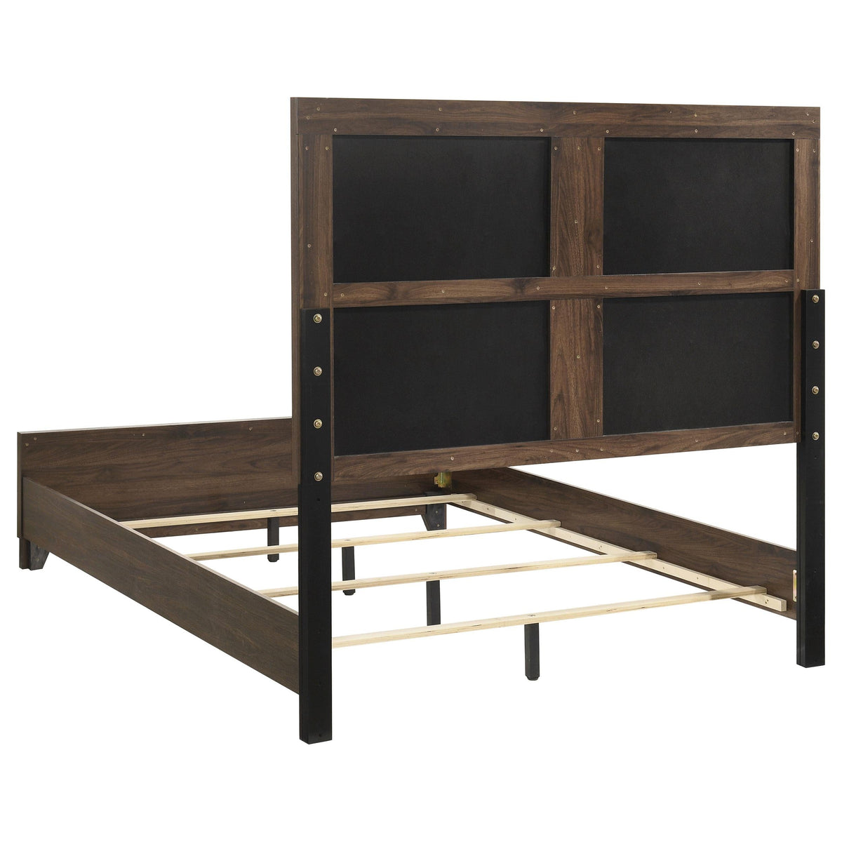 Farre Dark Brown/Beige Eastern King Upholstered Platform Panel Bed by Coaster at Eve Furniture