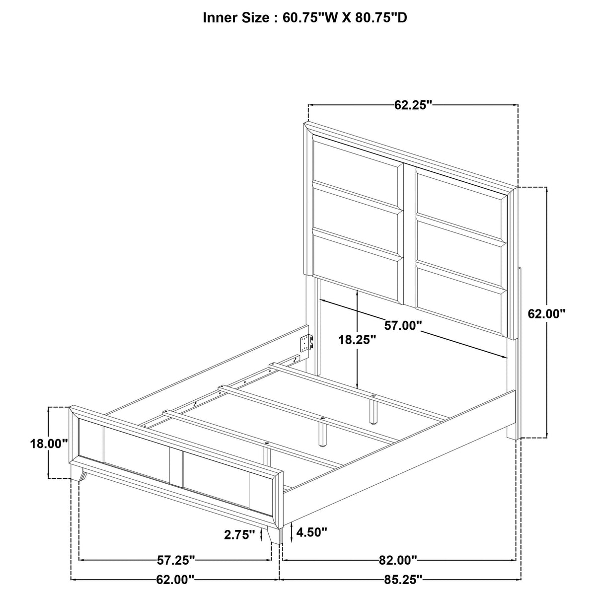 Farre Dark Brown/Beige Queen Upholstered Platform Panel Bed by Coaster at Eve Furniture