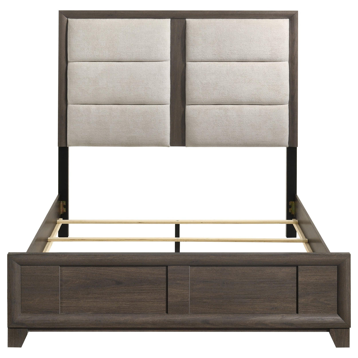 Farre Dark Brown/Beige Queen Upholstered Platform Panel Bed by Coaster at Eve Furniture