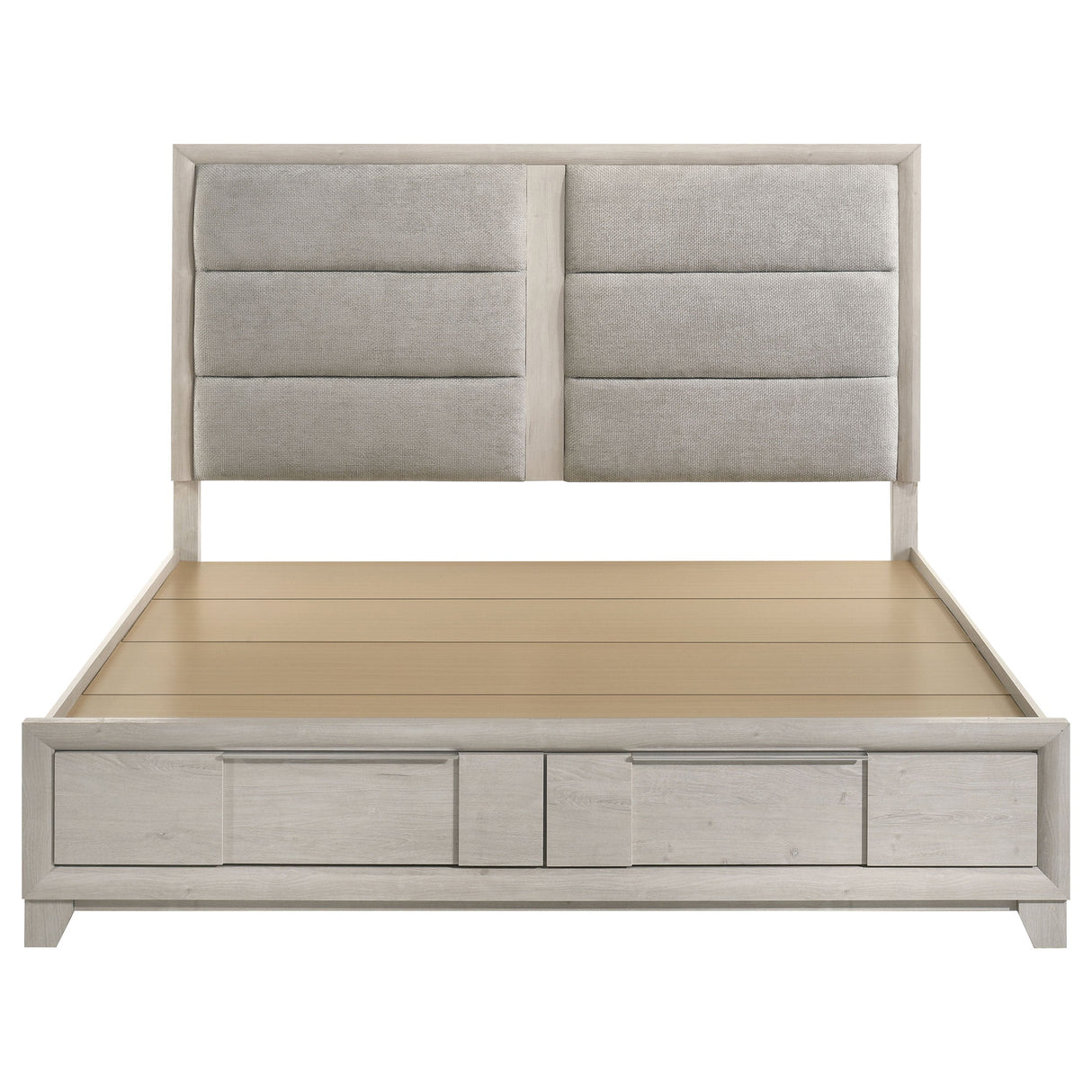 Farre Washed Grey Eastern King Upholstered Storage Platform Bed by Coaster at Eve Furniture