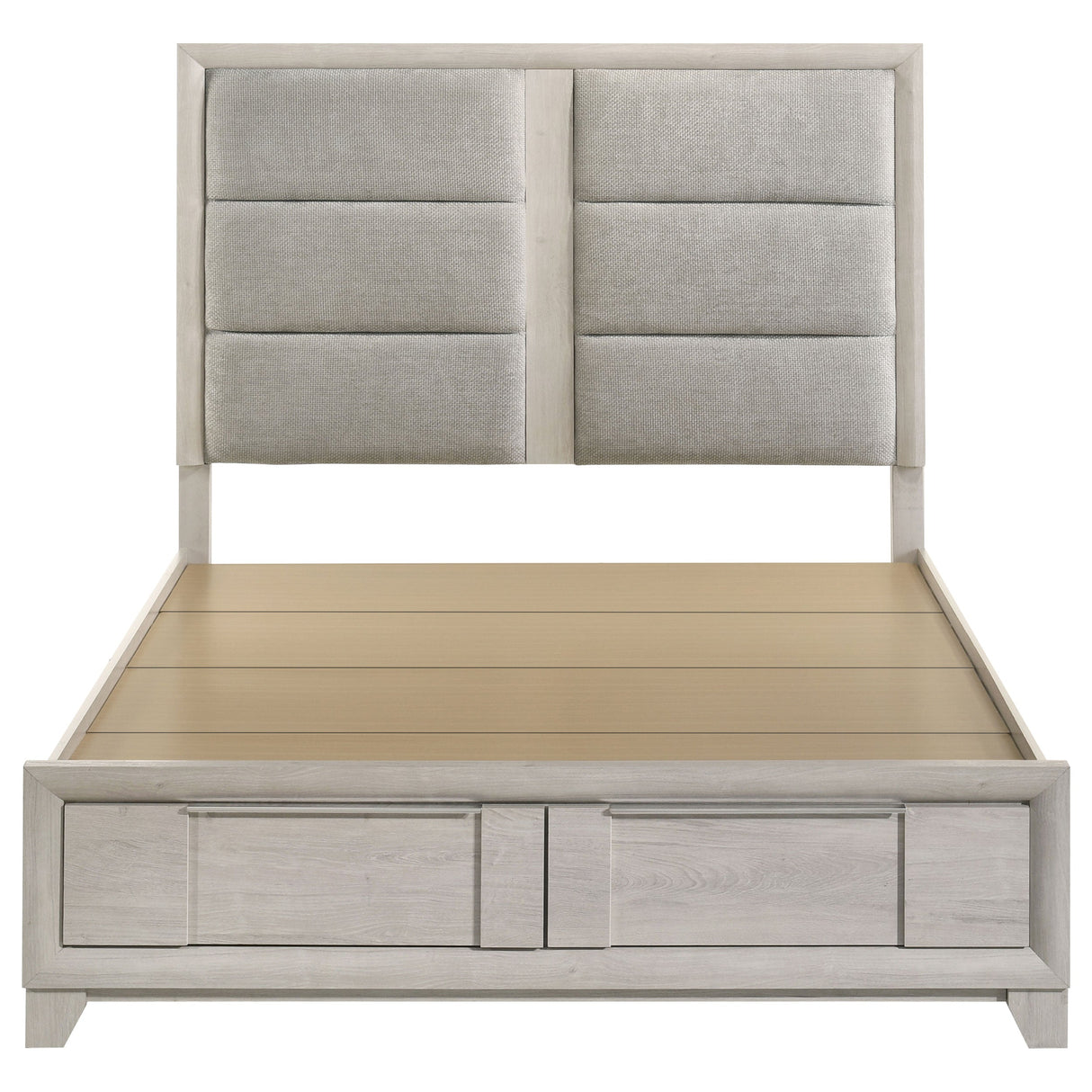 Farre Washed Grey Queen Upholstered Storage Platform Bed by Coaster at Eve Furniture