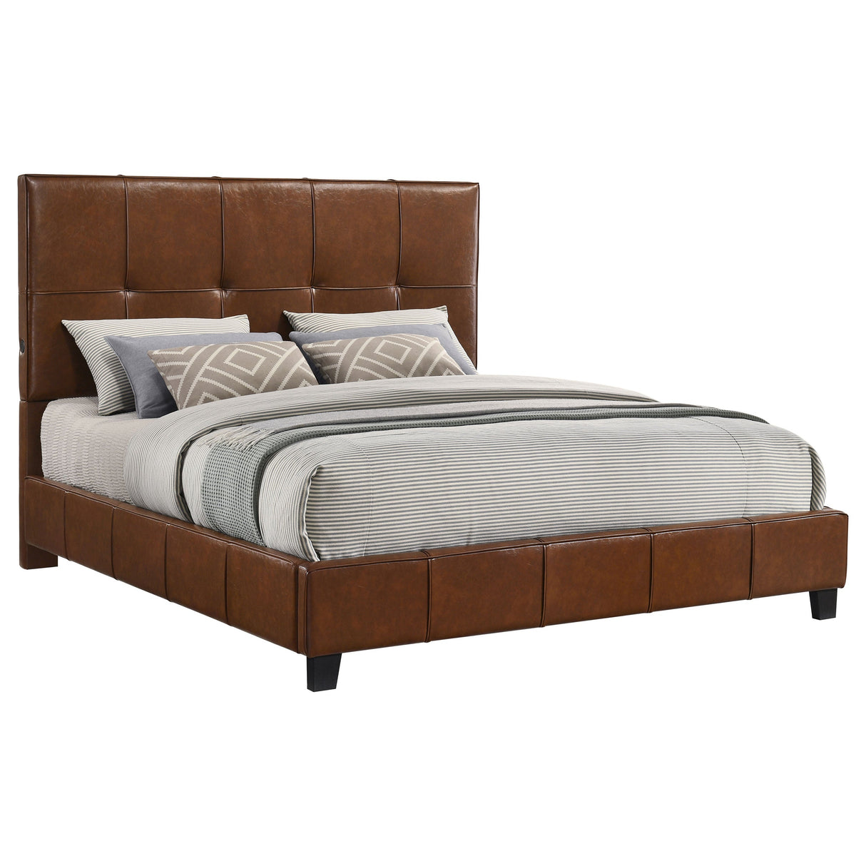 Farrell Brown California King Leatherette Panel Bed by Coaster at Eve Furniture