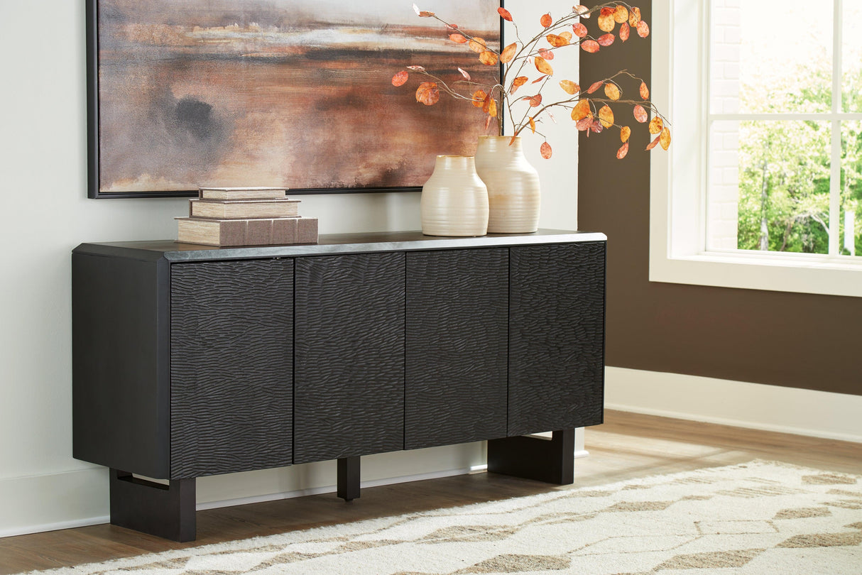 Farrelmore Black Accent Cabinet by Ashley at Eve Furniture
