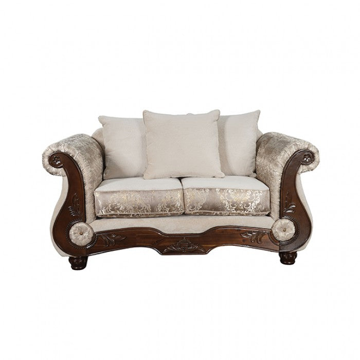 Fasciano Beige Tan Loveseat by Furniture of America at Eve Furniture