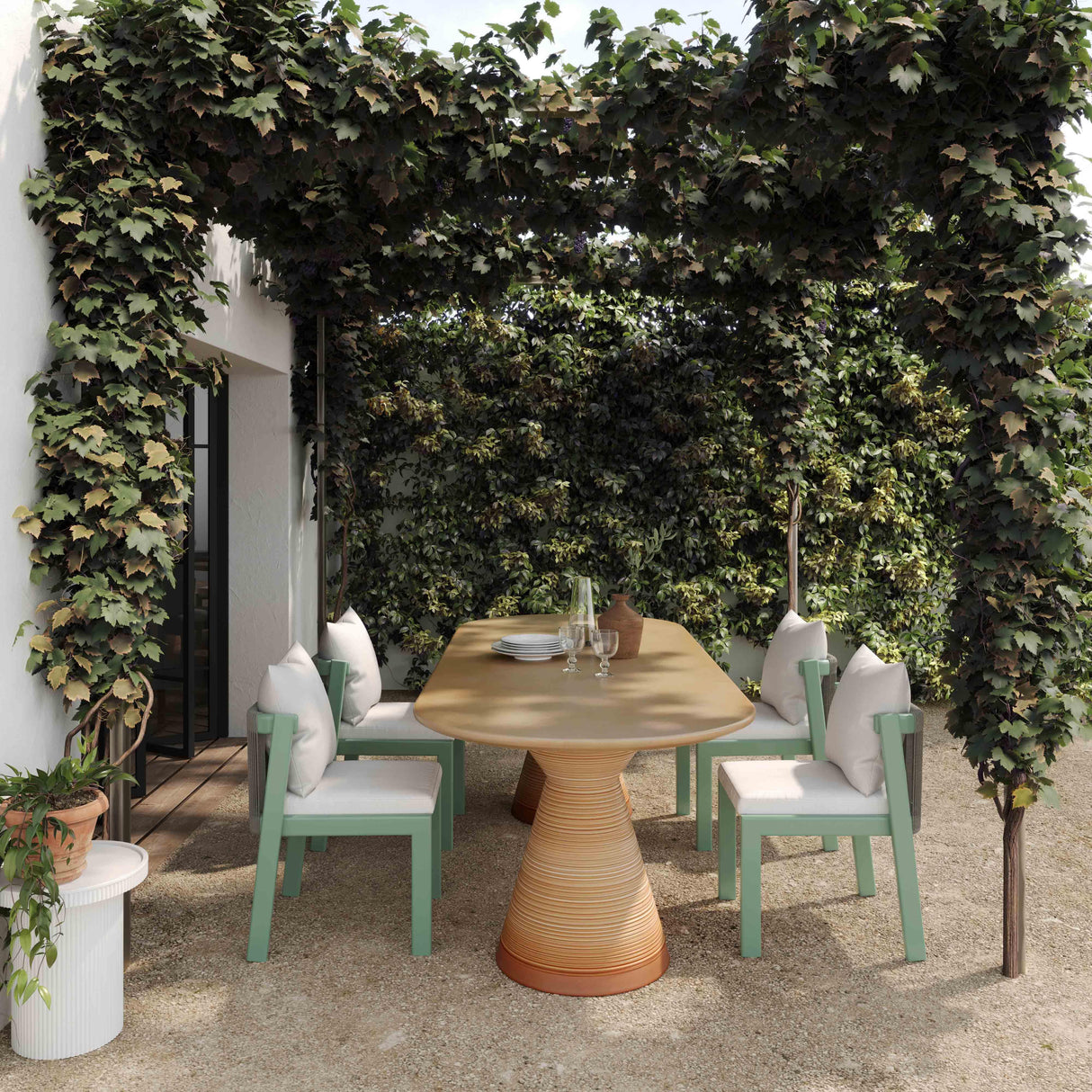 Fassa Terracotta Indoor / Outdoor 87" Oval Dining Table by TOV Furniture at Eve Furniture