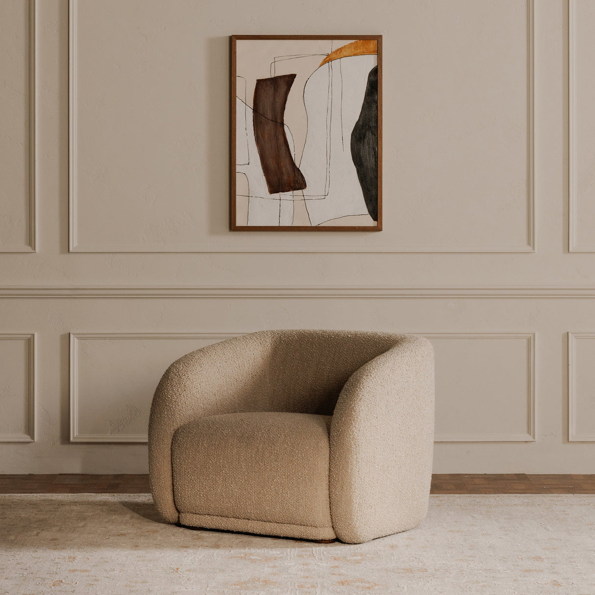 Faye Beige Boucle Accent Chair by MOES at Eve Furniture