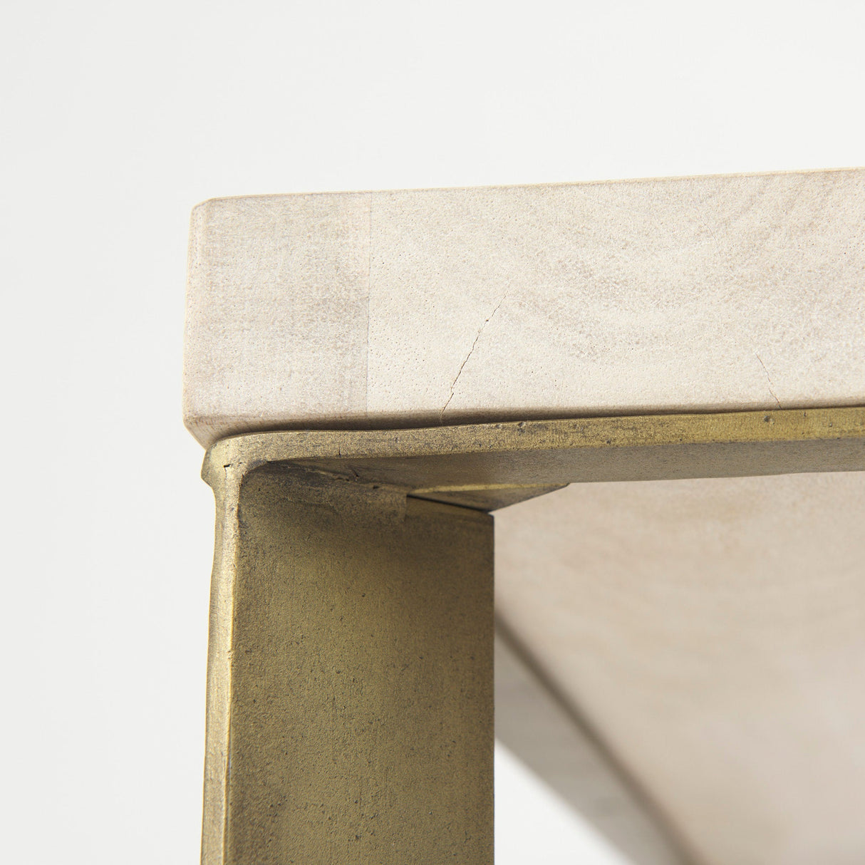 Faye Beige Finished Wood W/Gold Metal Base Square Coffee Table by Mercana at Eve Furniture