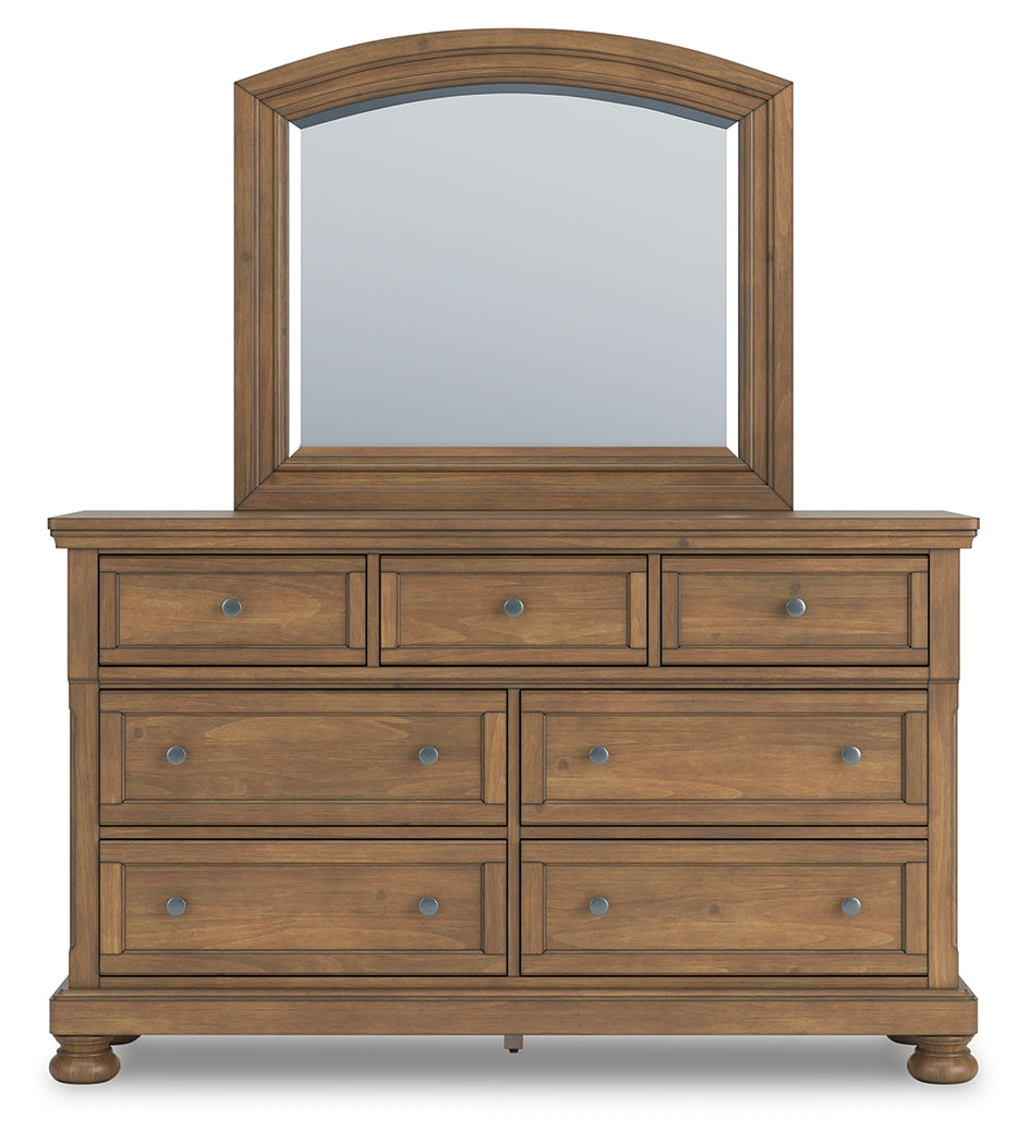 Feddinger Medium Brown Dresser and Mirror by Ashley at Eve Furniture