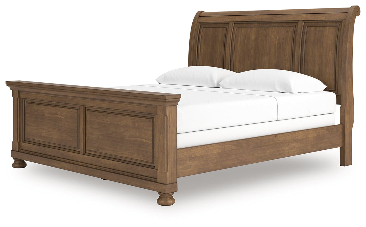 Feddinger Medium Brown King Sleigh Bed by Ashley at Eve Furniture