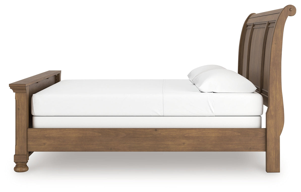 Feddinger Medium Brown King Sleigh Bed by Ashley at Eve Furniture