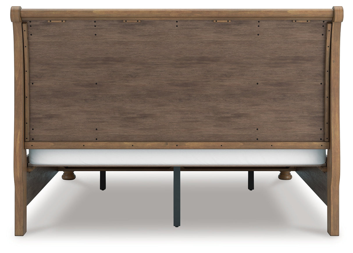Feddinger Medium Brown King Storage Sleigh Bed by Ashley at Eve Furniture