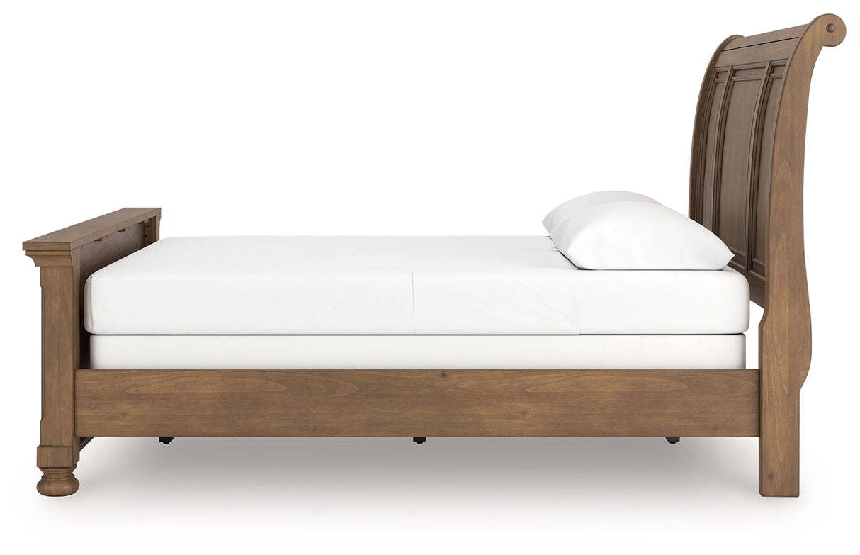 Feddinger Medium Brown Queen Sleigh Bed by Ashley at Eve Furniture