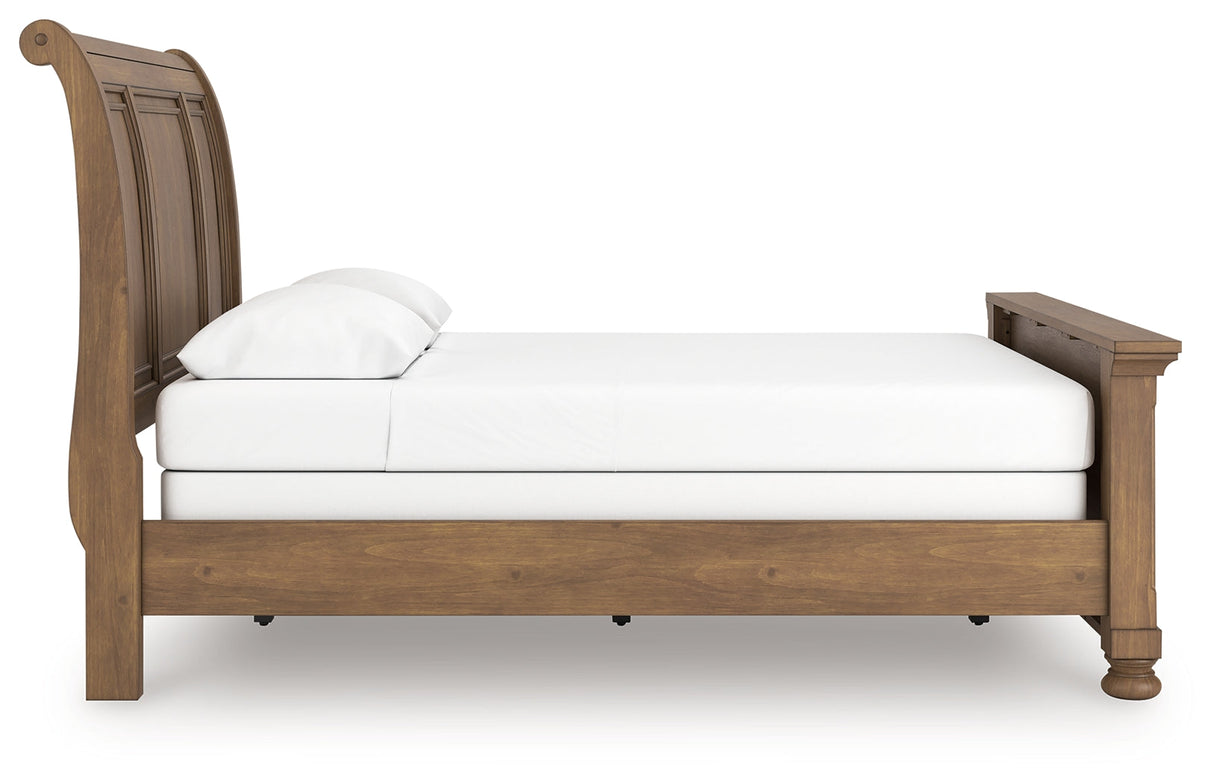 Feddinger Medium Brown Queen Sleigh Bed by Ashley at Eve Furniture