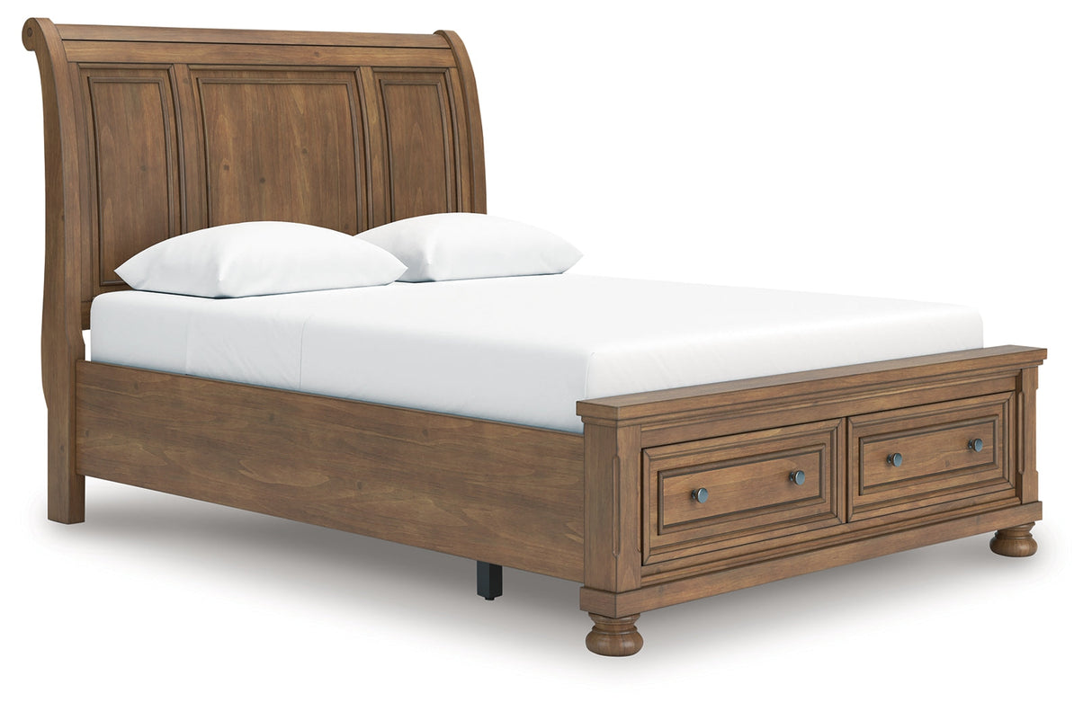 Feddinger Medium Brown Queen Storage Sleigh Bed by Ashley at Eve Furniture