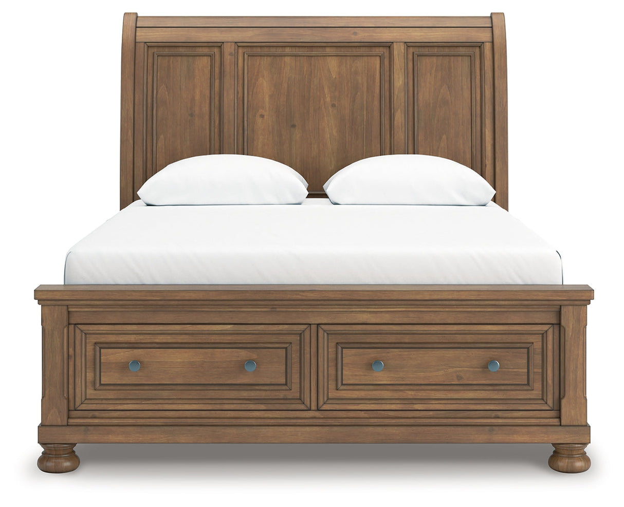 Feddinger Medium Brown Queen Storage Sleigh Bed by Ashley at Eve Furniture