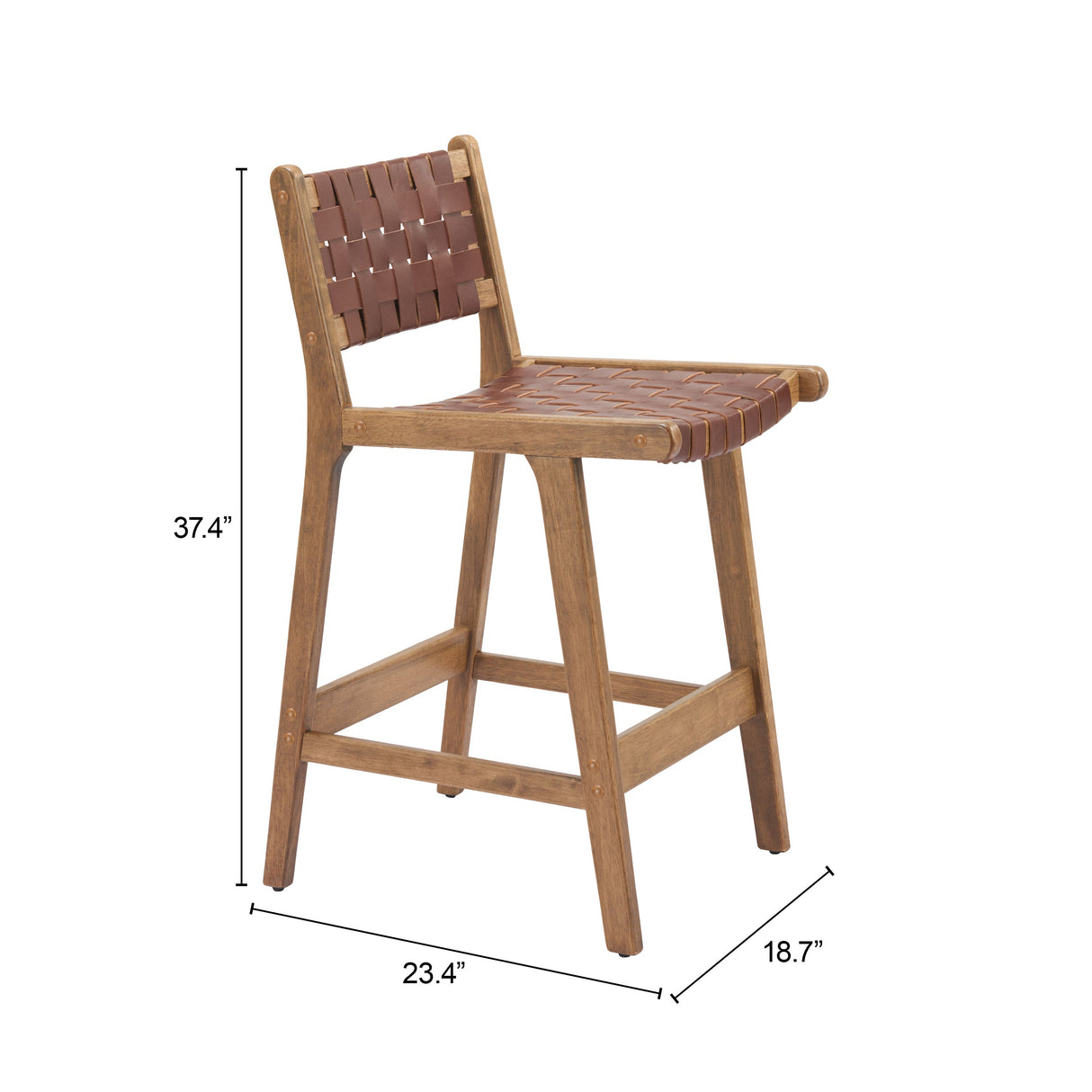 Feder Brown Counter Stool (Set of 2) by Zuomod at Eve Furniture