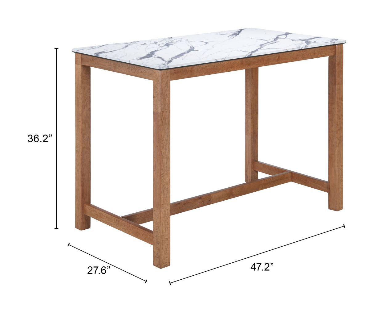 Fein White Counter Table by Zuomod at Eve Furniture