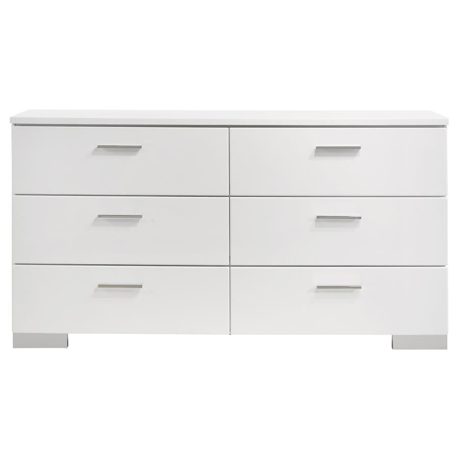 Felicity Glossy White 5-Piece Queen Bedroom Set with LED Light Headboard by Coaster at Eve Furniture