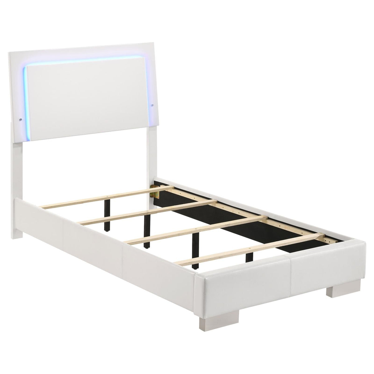 Felicity Glossy White 5-Piece Twin Bedroom Set with LED Lighting by Coaster at Eve Furniture