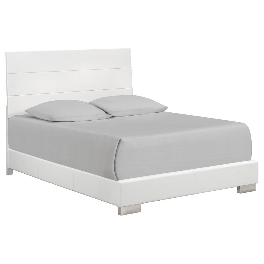 Felicity Glossy White 6-Piece King Bedroom Set with LED Bed Headboard by Coaster at Eve Furniture