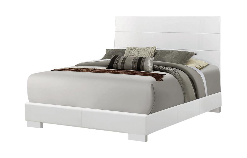 Felicity Glossy White Eastern King Panel Bed by Coaster at Eve Furniture