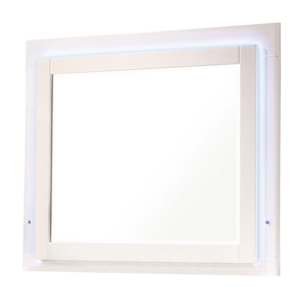 Felicity Glossy White LED Light Mirror by Coaster at Eve Furniture
