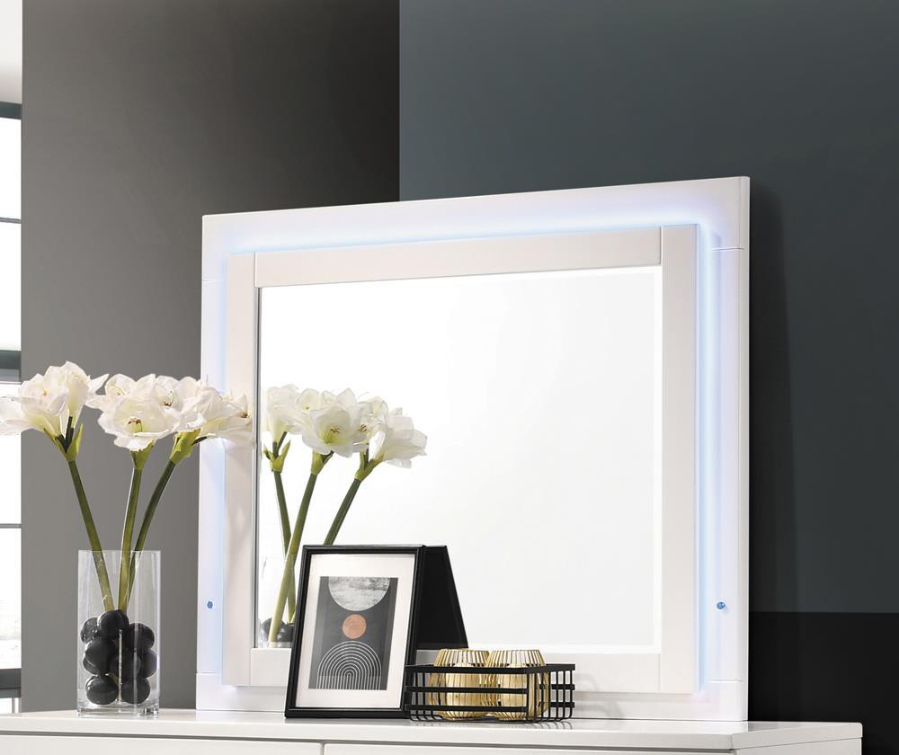 Felicity Glossy White LED Light Mirror by Coaster at Eve Furniture