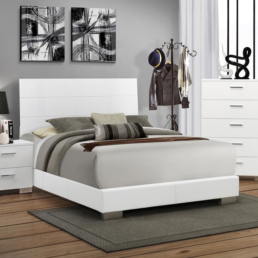 Felicity Glossy White Queen Panel Bed by Coaster at Eve Furniture