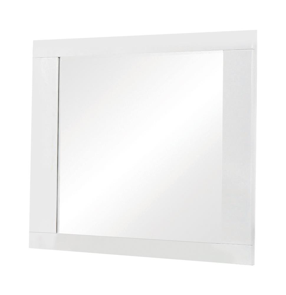 Felicity Glossy White Rectangle Dresser Mirror by Coaster at Eve Furniture