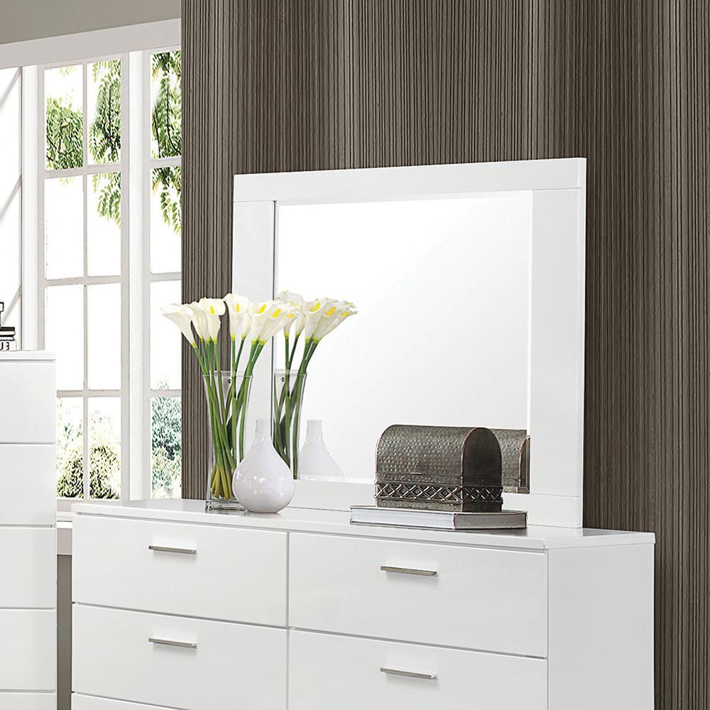 Felicity Glossy White Rectangle Dresser Mirror by Coaster at Eve Furniture