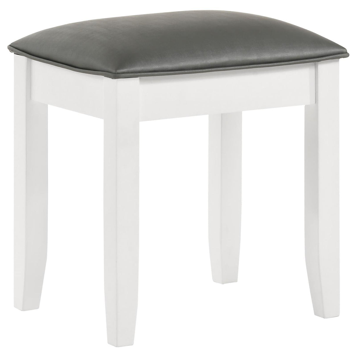 Felicity Metallic/Glossy White Upholstered Vanity Stool by Coaster at Eve Furniture
