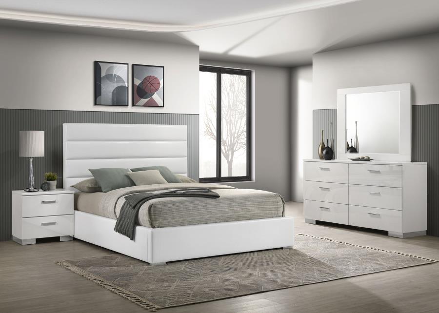 Felicity White High Gloss 4-piece Queen Bedroom Set by Coaster at Eve Furniture
