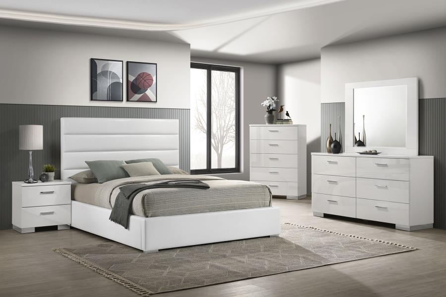 Felicity White High Gloss 5-piece Queen Bedroom Set by Coaster at Eve Furniture