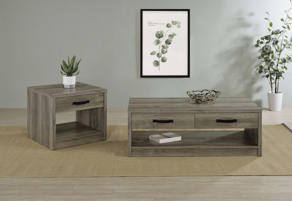 Felix Gray Driftwood 1-drawer Square Engineered Wood End Table by Coaster at Eve Furniture