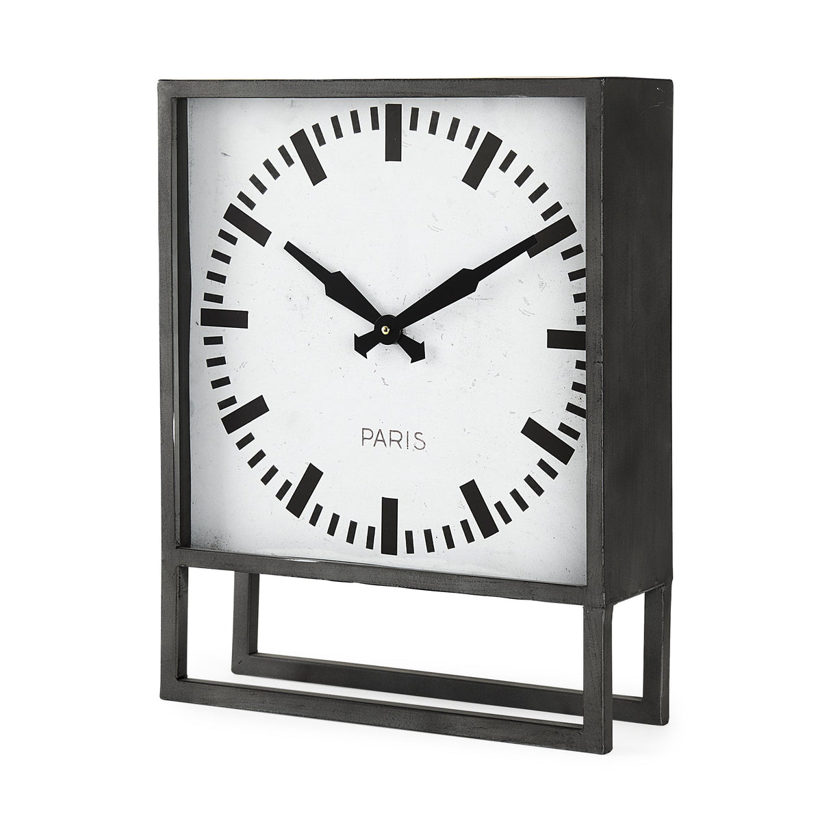 Felix Gray Metal Square Table Clock by Mercana at Eve Furniture