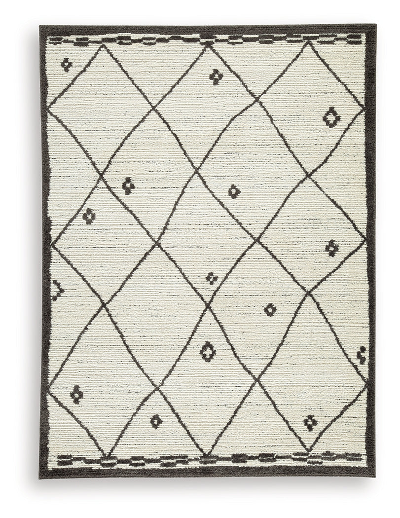 Fenriston Cream/Black Medium Rug by Ashley at Eve Furniture